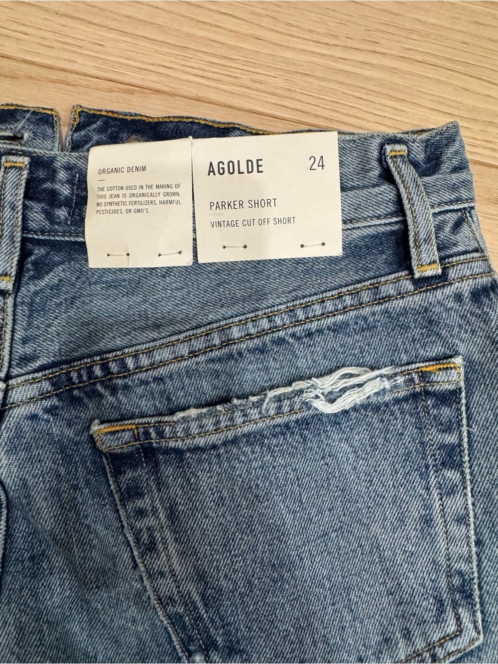 Agolde Vintage Wash Button-Fly Denim Cutoff Shorts - Blue NWT - Picture 3 of 4